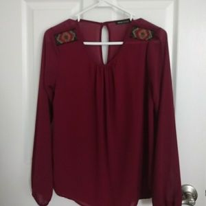 Burgundy bead shoulder blouse